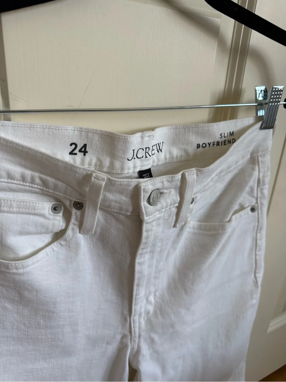J. Crew White Slim Boyfriend High-Rise Straight Jeans